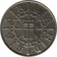 obverse of 100 Franken (1955) coin with KM# 4 from Saarland. Inscription: SAARLAND