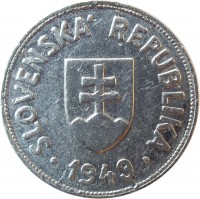 Slovakia coin 50 Halierov (1943 - 1944) obverse obverse of 50 Halierov (1943 - 1944) coin with KM# 5a from Slovakia. Inscription: SLOVENSKA' REPUBLIKA 1943