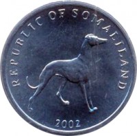 Somaliland coin 20 Shillings (2002) obverse obverse of 20 Shillings (2002) coin with KM# 6 from Somaliland. Inscription: REPUBLIC OF SOMALILAND 2002