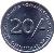 reverse of 20 Shillings (2002) coin with KM# 6 from Somaliland. Inscription: BAANKA SOMALILAND 20/- TWENTY SOMALILAND SHILLINGS
