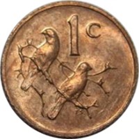 South Africa coin 1 Cent - Nicolaas J. Diederichs (1979) reverse reverse of 1 Cent - Nicolaas J. Diederichs (1979) coin with KM# 98 from South Africa. Inscription: 1c T.S.