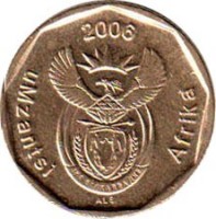 South Africa coin 20 Cents - UMZANTSI AFRIKA (2006) obverse obverse of 20 Cents - UMZANTSI AFRIKA (2006) coin with KM# 488 from South Africa. Inscription: uMzantsi Afrika 2006 ALS