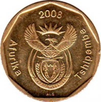 South Africa coin 50 Cents - AFURIKA TSHIPEMBE (2008) obverse obverse of 50 Cents - AFURIKA TSHIPEMBE (2008) coin with KM# 443 from South Africa. Inscription: 2008 Afurika Tshipembe ALS