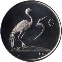 South Africa coin 5 Cents - Charles Swart - SOUTH AFRICA (1968) reverse reverse of 5 Cents - Charles Swart - SOUTH AFRICA (1968) coin with KM# 76.1 from South Africa. Inscription: 5 C T.S.