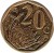 reverse of 20 Cents - AFURIKA TSHIPEMBE (2009) coin with KM# 466 from South Africa. Inscription: 20c SE