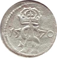 Lithuania coin 2 Denars - Sigismund II Augustus (1550 - 1570) reverse reverse of 2 Denars - Sigismund II Augustus (1550 - 1570) coin from Lithuania. Inscription: 15 AS 70