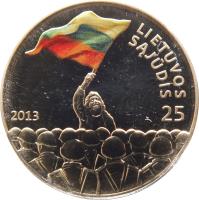 Lithuania coin 25 Litai - Lithuania’s Road to Independence - 25th anniversary of the establishment of the Lithuanian Sąjūdis (2013) obverse obverse of 25 Litai - Lithuania’s Road to Independence - 25th anniversary of the establishment of the Lithuanian Sąjūdis (2013) coin from Lithuania. Inscription: 2013 LIETUVOS SĄJŪDIS 25