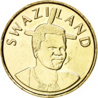 obverse of 1 Lilangeni - Mswati III (1995 - 2008) coin with KM# 45 from Swaziland. Inscription: SWAZILAND