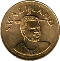 Swaziland coin 5 Emalangeni - Mswati III (1995 - 2003) obverse obverse of 5 Emalangeni - Mswati III (1995 - 2003) coin with KM# 47 from Swaziland. Inscription: SWAZILAND