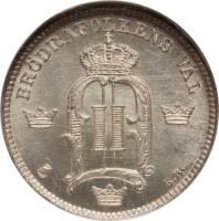 obverse of 10 Öre - Oscar II - Large letters (1880 - 1904) coin with KM# 755 from Sweden. Inscription: BR · DRAFOLKENS V · L E.B.