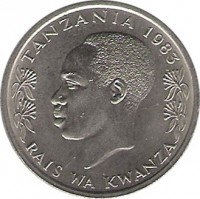 Tanzania coin 50 Senti (1966 - 1984) obverse obverse of 50 Senti (1966 - 1984) coin with KM# 3 from Tanzania. Inscription: TANZANIA 1983 RAIS WA KWANZA