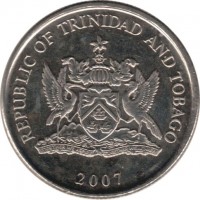 Trinidad and Tobago coin 25 Cents (1976 - 2014) obverse obverse of 25 Cents (1976 - 2014) coin with KM# 32 from Trinidad and Tobago. Inscription: REPUBLIC OF TRINIDAD AND TOBAGO 2007