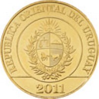 Uruguay coin 5 Pesos Uruguayos - Native Fauna of Uruguay: Rhea (2011 - 2014) obverse obverse of 5 Pesos Uruguayos - Native Fauna of Uruguay: Rhea (2011 - 2014) coin with KM# 137 from Uruguay. Inscription: REPUBLICA ORIENTAL DEL URUGUAY 2011