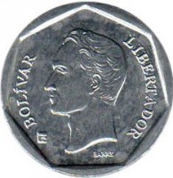 Venezuela coin 20 Bolívares (2001 - 2004) obverse obverse of 20 Bolívares (2001 - 2004) coin with Y# 81a from Venezuela. Inscription: BOLIVAR LIBERTADOR BARRE