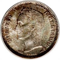 Venezuela coin 1/4 Bolívar (1894 - 1948) obverse obverse of 1/4 Bolívar (1894 - 1948) coin with Y# 20 from Venezuela. Inscription: BOL · VAR LIBERTADOR BARRE