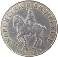 obverse of 50 Lekë (1996 - 2000) coin with KM# 79 from Albania. Inscription: .REPUBLIKA E SHQIPERISE. 1996 GENTI MBRETI ILIR