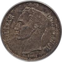 Venezuela coin 2 Bolívares (1879 - 1936) obverse obverse of 2 Bolívares (1879 - 1936) coin with Y# 23 from Venezuela. Inscription: BOLIVAR LIBERTADOR