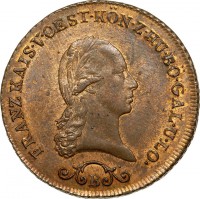 obverse of 3 Kreuzer - Franz II (1812) coin with KM# 2116 from Austria. Inscription: FRANZ KAIS · V · OEST · KÖN · Z · HU · BÖH · GAL · U · LO S