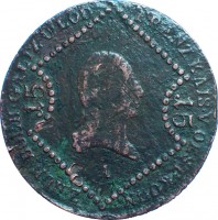 obverse of 15 Kreuzer - Franz II (1807) coin with KM# 2138 from Austria. Inscription: FRANZ KAIS · V · OEST · KOEN · 	Z · HUN · BOEH · GALIZ · U · LOD · 15	15 S