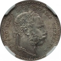 obverse of 20 Kreuzer - Franz Joseph I (1868 - 1872) coin with KM# 2212 from Austria. Inscription: FRANC · IOS · I · D · G · AVSTRIAE IMPERATOR