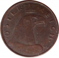 obverse of 100 Kronen (1923 - 1924) coin with KM# 2832 from Austria. Inscription: ÖSTER · · REICH · HZ ·