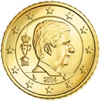 obverse of 50 Euro Cent - Philippe (2014 - 2015) coin with KM# 336 from Belgium. Inscription: FP BE 2014