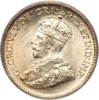 obverse of 5 Cents - George V (1912 - 1929) coin with KM# 13 from Canadian provinces.