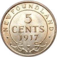 reverse of 5 Cents - George V (1912 - 1929) coin with KM# 13 from Canadian provinces.