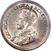 obverse of 10 Cents - George V (1912 - 1919) coin with KM# 14 from Canadian provinces. Inscription: GEORGIVS V DEI GRA: REX ET IND:IMP: