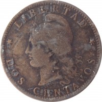 Argentina coin 2 Centavos (1882 - 1896) reverse reverse of 2 Centavos (1882 - 1896) coin with KM# 33 from Argentina. Inscription: LIBERTAD OUDINÉ * DOS CENTAVOS *
