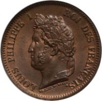 French colonies coin 5 Centimes - Louis Philippe I (1839 - 1844) obverse obverse of 5 Centimes - Louis Philippe I (1839 - 1844) coin with KM# 12 from French colonies. Inscription: LOUIS PHILIPPE I ROI DES FRANÇAIS.