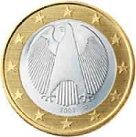 obverse of 1 Euro - 2'nd Map (2007 - 2015) coin with KM# 257 from Germany. Inscription: 2007 A