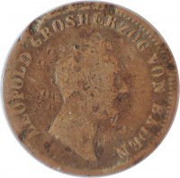 German States coin 1 Kreuzer - Leopold (1845 - 1852) obverse obverse of 1 Kreuzer - Leopold (1845 - 1852) coin with KM# 218 from German States. Inscription: LEOPOLD GROSHERZOG VON BADEN