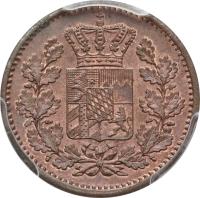 obverse of 1 Pfenning - Maximilian II (1858 - 1871) coin with KM# 856 from German States.