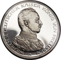 German States coin 5 Mark - Wilhelm II - 25th Anniversary of the Reign of King Wilhelm II (1913 - 1914) obverse obverse of 5 Mark - Wilhelm II - 25th Anniversary of the Reign of King Wilhelm II (1913 - 1914) coin with KM# 536 from German States. Inscription: WILHELM II DEUTSCHER KAISER K · NIG VON PREUSSEN A