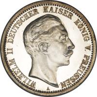 obverse of 2 Mark - Wilhelm II (1891 - 1912) coin with KM# 522 from German States. Inscription: WILHELM II DEUTSCHER KAISER KÖNIG V. PREUSSEN A