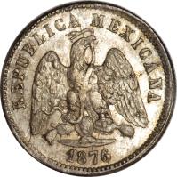 obverse of 10 Centavos (1869 - 1897) coin with KM# 403 from Mexico. Inscription: REPUBLICA MEXICANA 1876