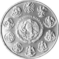 Mexico coin 1 Onza - Libertad Silver Bullion (2000 - 2015) obverse obverse of 1 Onza - Libertad Silver Bullion (2000 - 2015) coin with KM# 639 from Mexico. Inscription: ESTADOS UNIDOS MEXICANOS