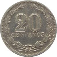 Argentina coin 20 Centavos (1896 - 1942) reverse reverse of 20 Centavos (1896 - 1942) coin with KM# 36 from Argentina. Inscription: 20 CENTAVOS