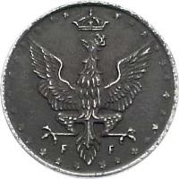 obverse of 5 Fenigow (1917 - 1918) coin with Y# 5 from Poland. Inscription: F F