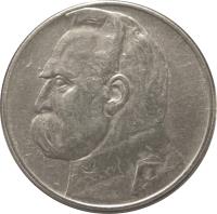 reverse of 10 Złotych (1934 - 1939) coin with Y# 29 from Poland.