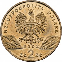 Poland coin 2 Złote - European Swamp Turtle (2002) obverse obverse of 2 Złote - European Swamp Turtle (2002) coin with Y# 427 from Poland. Inscription: RZECZPOSPOLITA POLSKA 2002 ZŁ 2 ZŁ