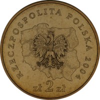 obverse of 2 Złote - Malopolskie (2004) coin with Y# 488 from Poland. Inscription: RZECZPOSPOLITA POLSKA 2004 zł 2 zł