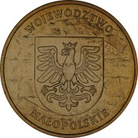 Poland coin 2 Złote - Malopolskie (2004) reverse reverse of 2 Złote - Malopolskie (2004) coin with Y# 488 from Poland. Inscription: WOJEWÓDZTWO MAŁOPOLSKIE