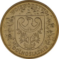 reverse of 2 Złote - Dolnoslaskie (2004) coin with Y# 484 from Poland. Inscription: WOJEWÓDZTWO DOLNOSLASKIE