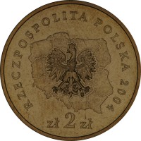 Poland coin 2 Złote - Kujawsko-Pomorskie (2004) obverse obverse of 2 Złote - Kujawsko-Pomorskie (2004) coin with Y# 485 from Poland. Inscription: RZECZPOSPOLITA POLSKA 2004 zł 2 zł