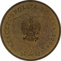 obverse of 2 Złote - Lubelskie (2004) coin with Y# 514 from Poland. Inscription: RZECZPOSPOLITA POLSKA 2004 zł 2 zł