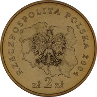 Poland coin 2 Złote - Opolskie (2004) obverse obverse of 2 Złote - Opolskie (2004) coin with Y# 607 from Poland. Inscription: RZECZPOSPOLITA POLSKA 2004 zł 2 zł