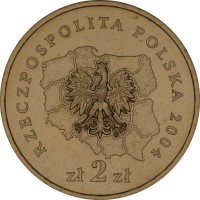 obverse of 2 Złote - Podlaskie (2004) coin with Y# 491 from Poland. Inscription: RZECZPOSPOLITA POLSKA 2004 zł 2 zł