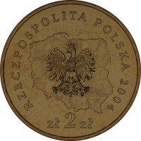 Poland coin 2 Złote - Pomorskie (2004) obverse obverse of 2 Złote - Pomorskie (2004) coin with Y# 492 from Poland. Inscription: RZECZPOSPOLITA POLSKA 2004 zł 2 zł
